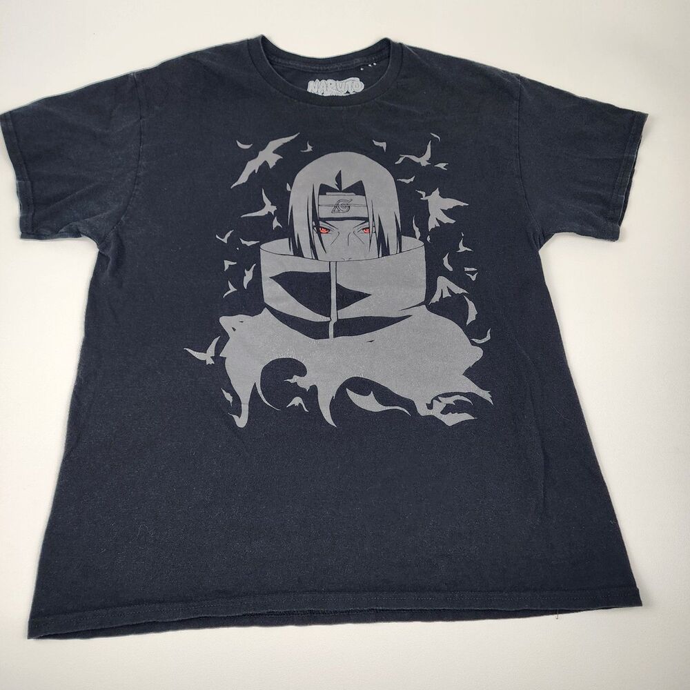 Naruto Shippuden Itachi Uchiha Graphic T Shirt Large Black Anime Tee